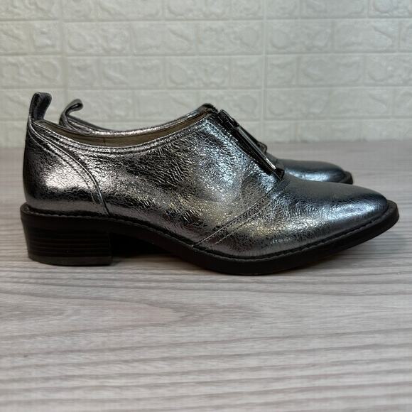 Louise et Cie Fadi Shoes WMNS US 6 Silver Metallic Leather Statement Zip Oxford - Picture 3 of 9